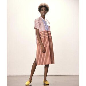 THIERRY COLSON Striped Midi Dress oversized fit size XS